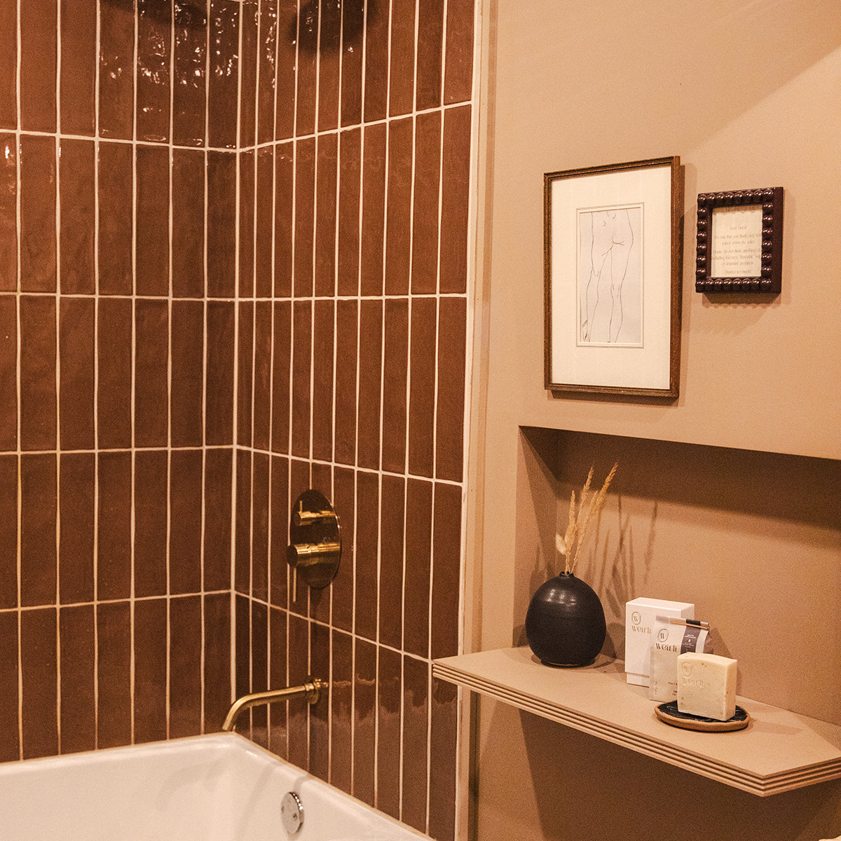 Weirli soap squares and soap stoneware in a modern bathroom